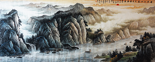 安茂水作品《云染山河秀 日升紫气来》.jpg
