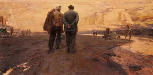 1551317273201216.jpg 延河边上 油画 180×360cm 1999年 钟涵 (来源:中国美术馆官网).jpg