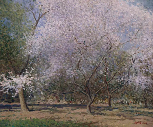 1551317289137021.jpg 我爱桃花 布面油画 50×60cm 2012年 靳尚谊(来源:国家大剧院官网).jpg