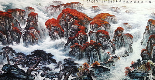 安茂水作品7《群山染紫气鸿运扑面来 》.jpg