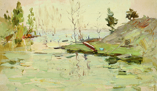 黄昏19x33cm 纸板油画 1956.jpg