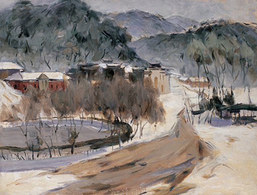 江南大雪（韶山冲）-林岗-44×58cm-木板油画-1964.jpg