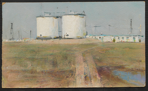 晨——海上油井NO.4 19.3x23.5 纸板油画 1976.jpg