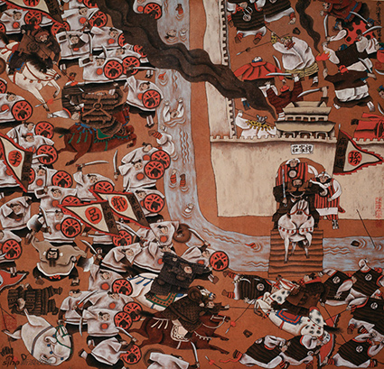 周京新-水浒之祝家庄-纸本设色.jpg