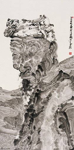 陕北老人之二138cmX69cm纸本水墨2007年.jpg