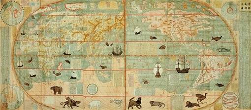 1556501874496414.jpg 利玛窦 坤舆万国全图 168×382cm 南京博物院藏.jpg