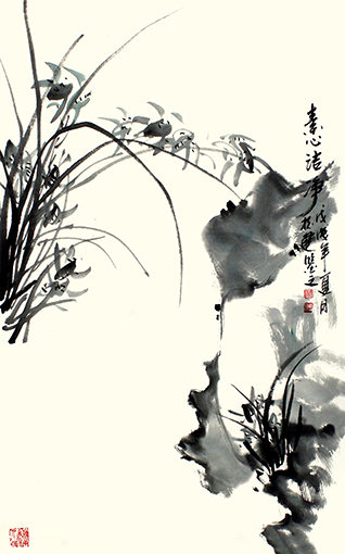 《素心洁净》国画（画芯45-68cm）邓槐建.jpg