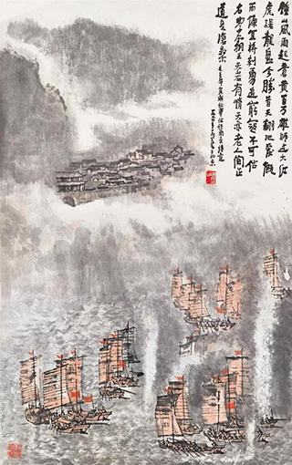 拍品编号1375 李可染《百万雄师过大江》 设色纸本 立轴镜框 96.2 x 60.3 cm。.jpg