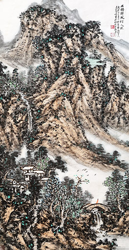 石桥静观行人过136x70㎝.jpg