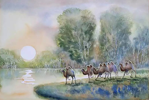 水彩画《晨》规格：75x55cm.jpg
