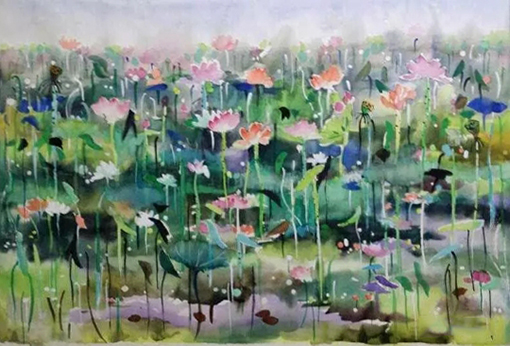 水彩画《荷塘春秋》规格：75x55cm.jpg