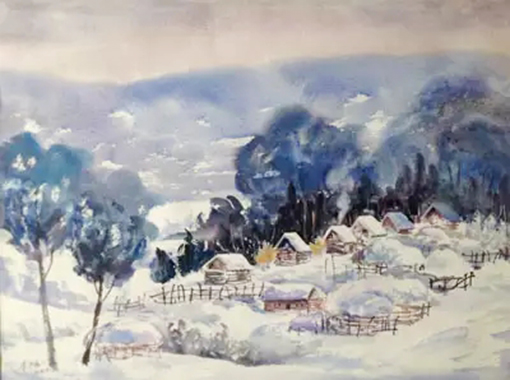 水彩画《瑞雪》规格：75x55cm.jpg