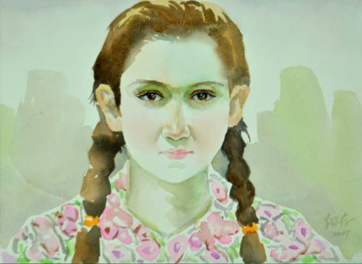 水彩画《塔吉克姑娘》规格：27x37cm.jpg