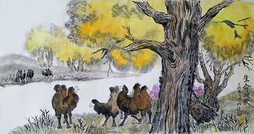 中国画《生命颂歌》规格：136x68cm.jpg
