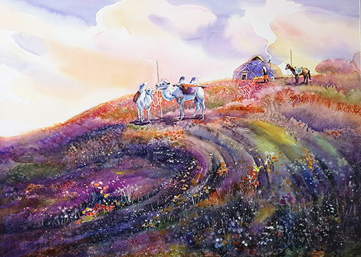 水彩画《远方来客》规格：75x55cm.jpg