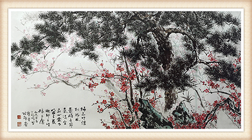 林大坤作品《三友盟春》尺寸：244cmx122cm 价格：每平尺11000元.png
