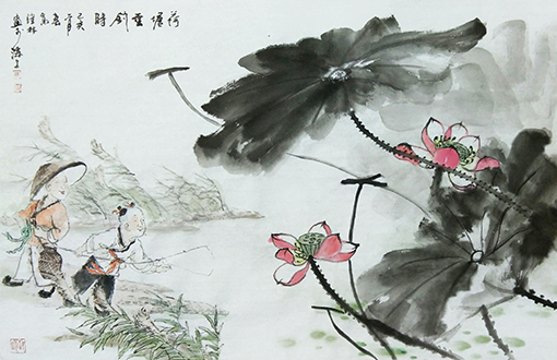 《荷塘垂钓时》规格：45×68cm 己亥二月.jpg