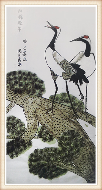 周自秀作品《松鹤延年》规格：248x129cm 价格：每平尺6500——8000元.png