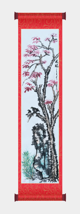 嵇宏才作品《远瞩》(己亥)尺寸：138cmx34cm 12000元一幅 .jpg