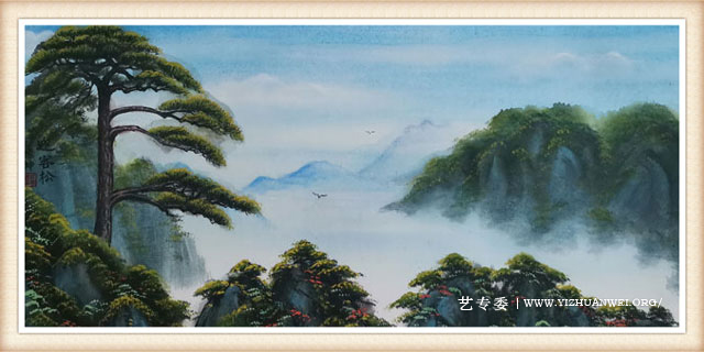 路豫坤作品《迎客松》尺寸：四尺-价格：每平尺40000元——50000元.jpg