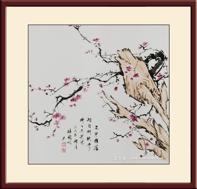 张国顺作品红梅图《众芳摇落独自艳》规格：80cmx80cm.jpg