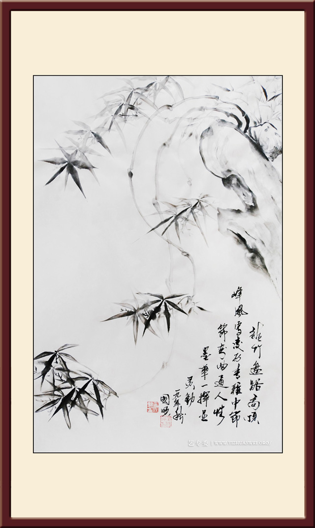 张国顺作品神农架写生.中华龙竹图《节节弯曲通人性》规格：69cmx46cm.jpg