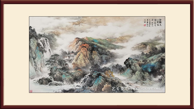 杨天佑作品《白龙飞山前》2017年创 尺寸：68cmx138cm 价格：每平尺15000元.jpg