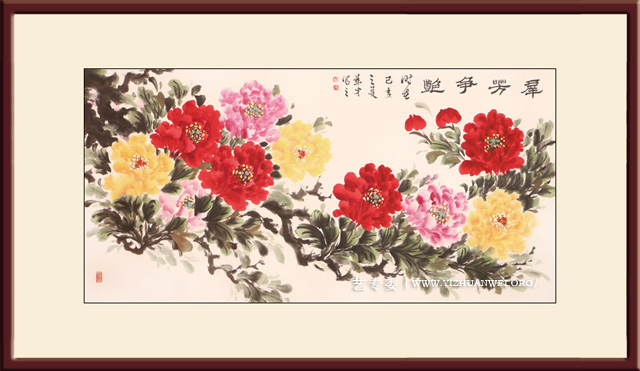 于华才作品《群芳争艳》尺寸：136cmx69cm-价格：每平尺30000元.jpg
