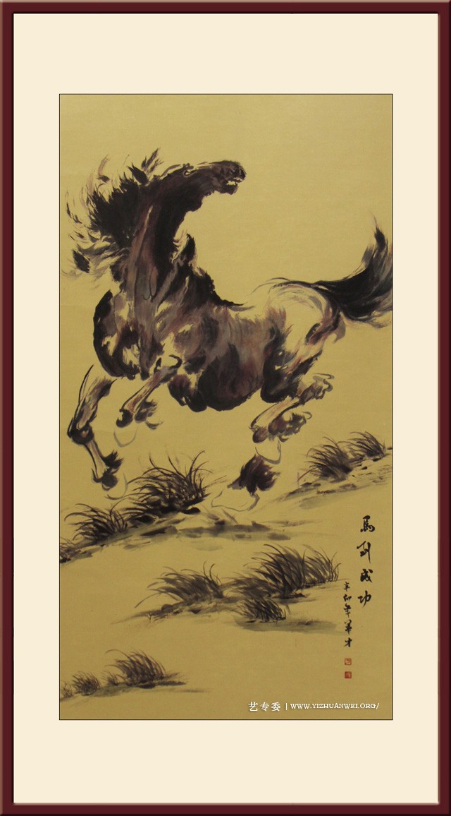 于华才作品-《-马到成功》尺寸：136cmx69cm--价格：每平尺30000元.jpg