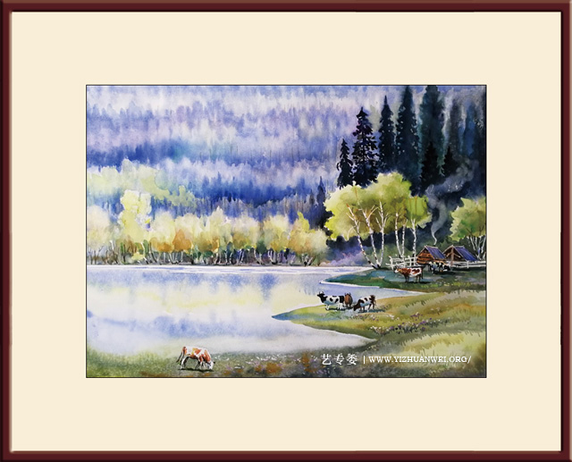 李保存作品-水彩画《层林尽染》尺寸：75cmx55cm-价格：60000元一幅.jpg