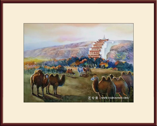 李保存作品-水彩画《圣地—敦煌莫高窟》尺寸：75cmx55cm-价格：60000元一幅.jpg