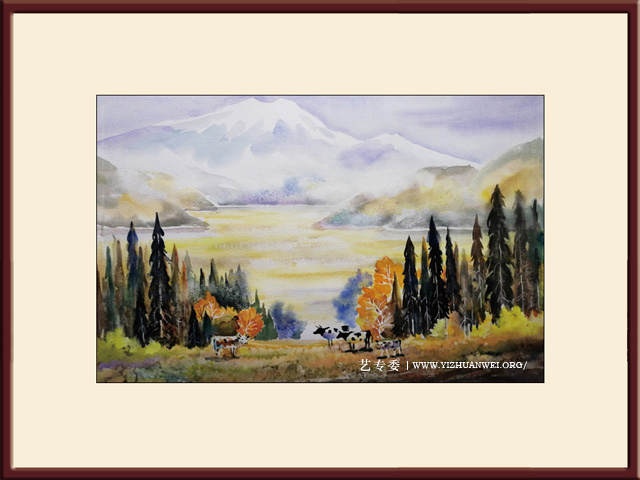 李保存作品-水彩画《天池秋韵》尺寸：75cmx55cm-价格：60000元一幅.jpg