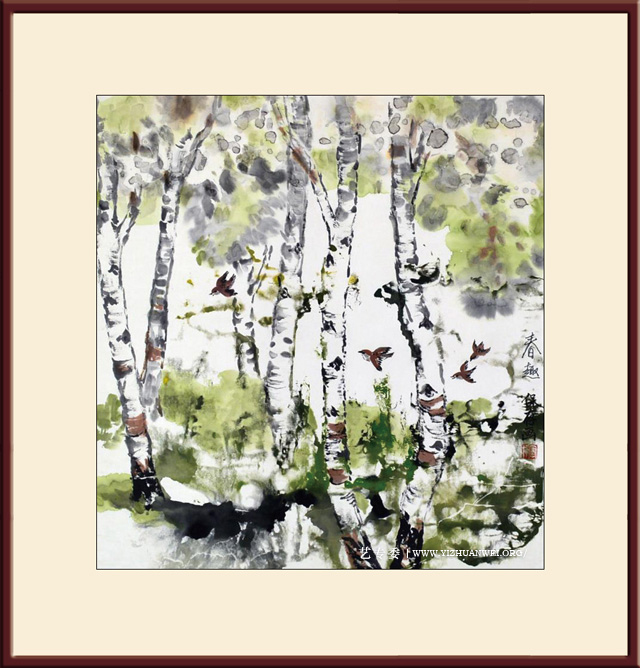 李保存作品-中国画《春趣》尺寸：69cmx69cm-价格：每平尺12000元.jpg