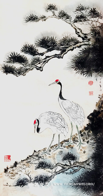 赵珂《苍松自古思高健，寿鹤于今添仙杰》.jpg