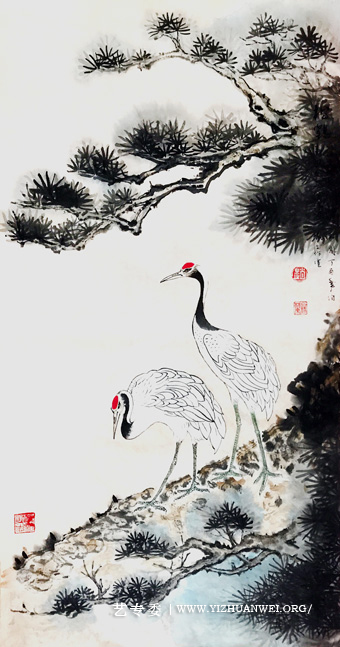 赵珂《苍松自古思高健，寿鹤于今添仙杰》.jpg