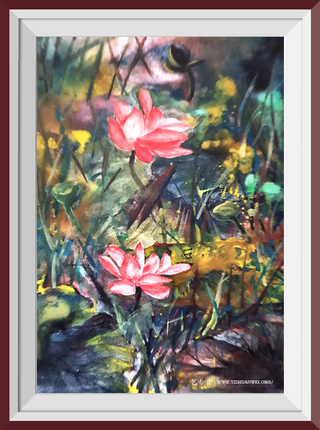 俞果水彩作品《荷影6》尺寸：27cmX37cm-价格：8000元一幅.jpg
