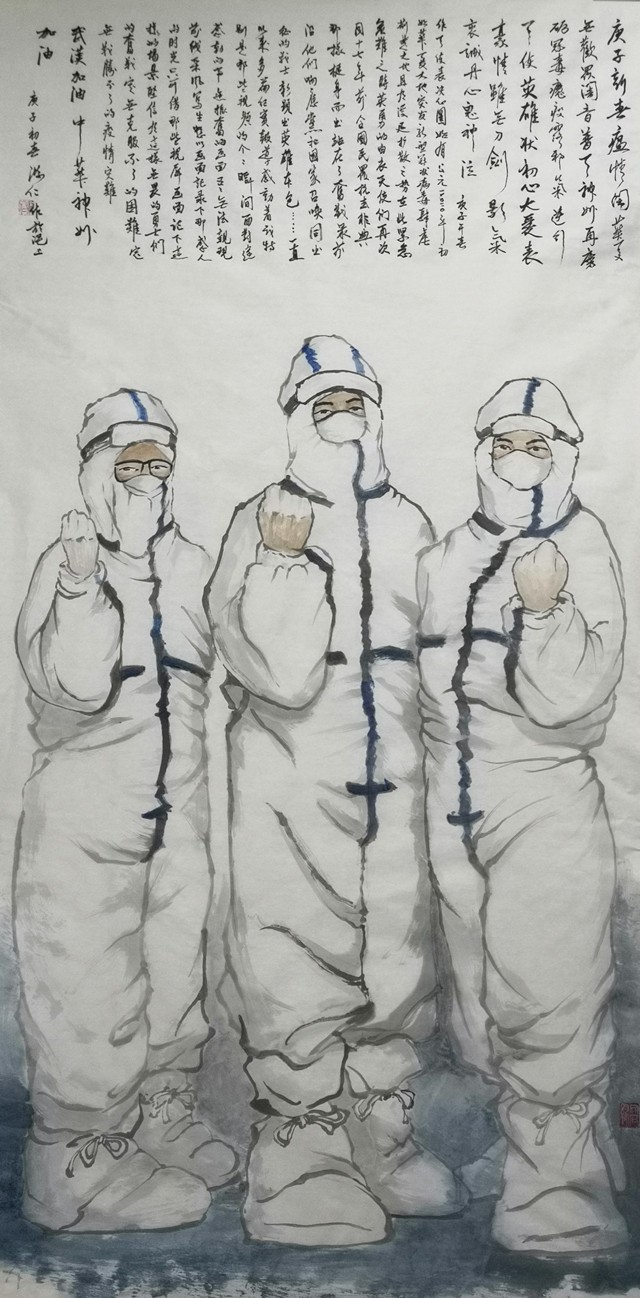 盛絜作品《天使壮行图》规格：136cmx68cm.jpg