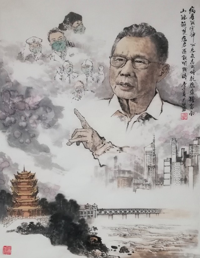 杨天佑作品《病毒成灾神州急，众志成城抗瘟疫，钟家南山临荆楚，瘟君还能闹几时。》.jpg