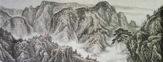 田传营作品《大好山河松风泉韵》规格：300x120cm.jpg