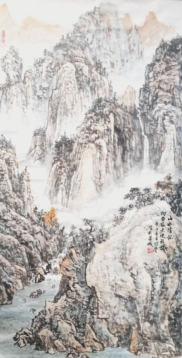 田传营作品《山水情怀》规格：167x68cm.jpg