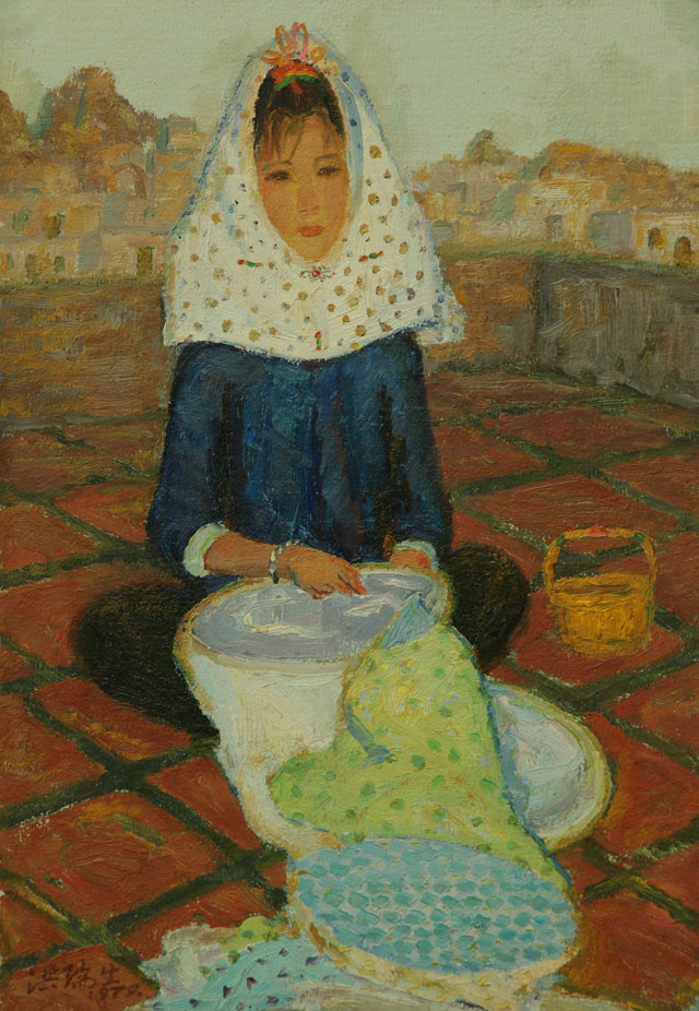 《绣花渔女》-49cm-X-33cm-油画-1979年-洪瑞生.jpg