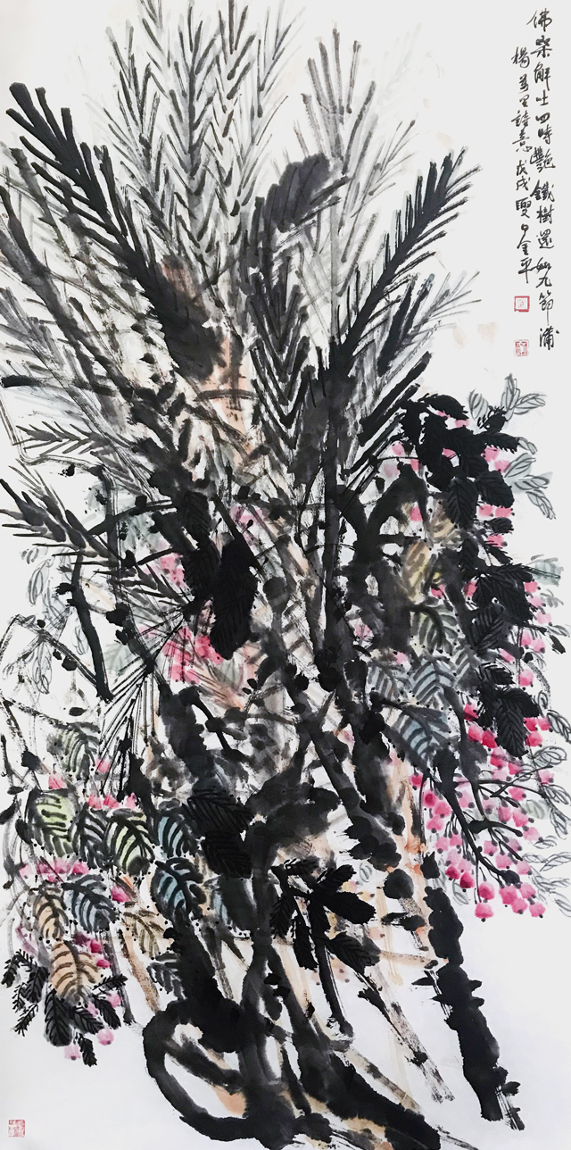 道金平作品213《铁树还如九节蒲》68x138cm,2018年。-(4).jpg