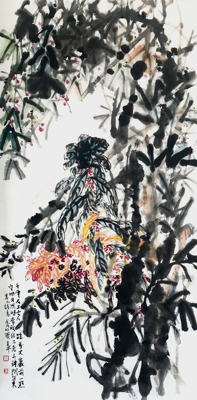 道金平作品216《千年石上古人踪》68x138cm,2018年。-.jpg