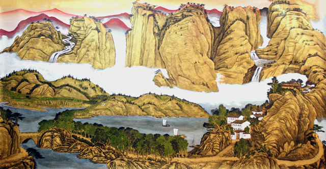章庭钰作品：《武夷山旭日》规格：200cmx105cm.jpg