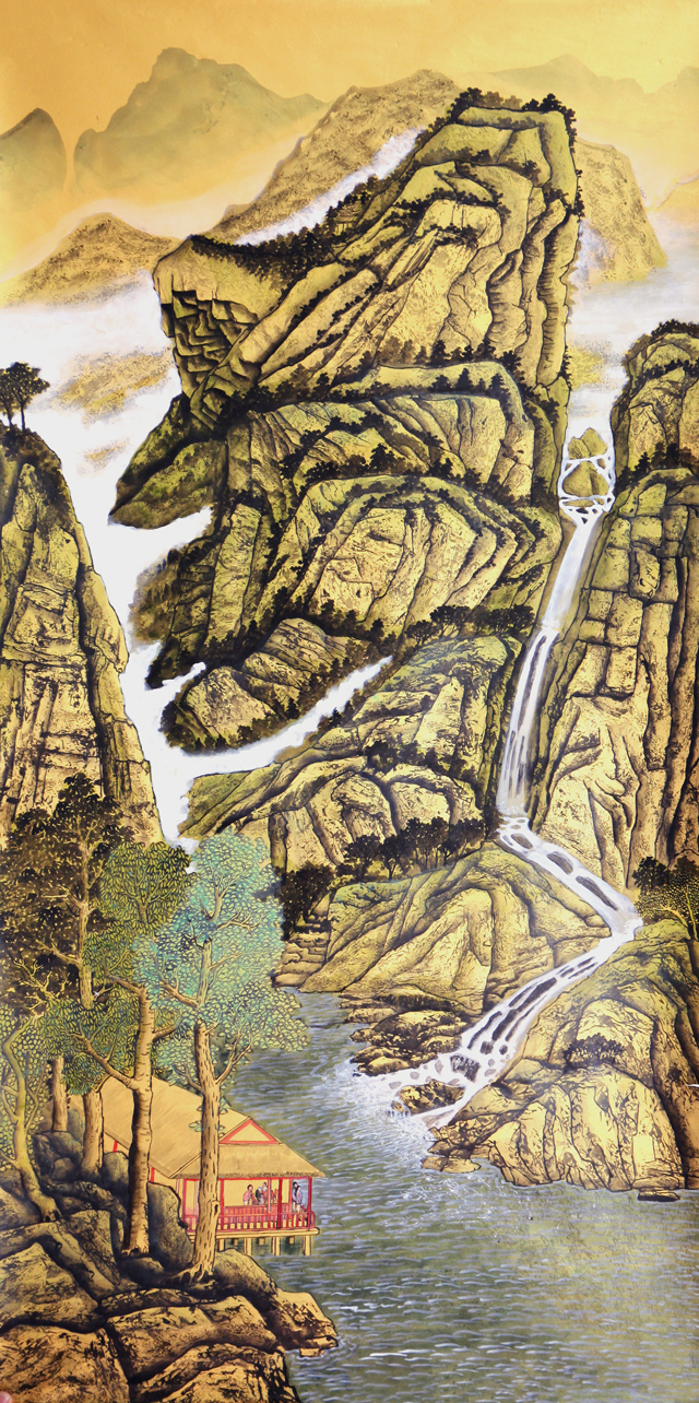 章庭钰作品《山高水长福长在》规格：136cmx68cm.jpg