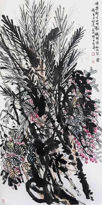 道金平作品213《铁树还如九节蒲》68x138cm,2018年。 (4).jpg