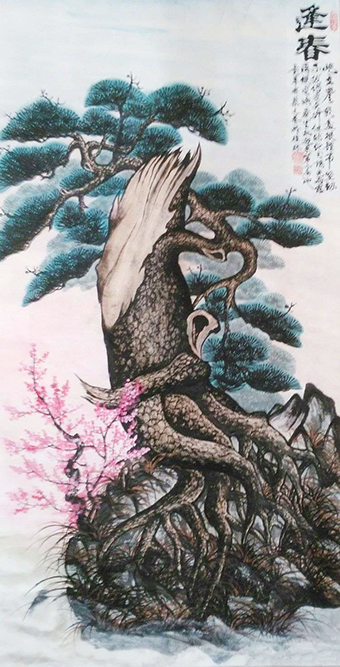 周乃山作品《逢春》规格：138cmx70cm.jpg