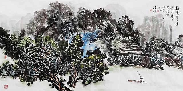 冯汉江作品《福坞青烟》尺寸：69cmx138㎝.jpg