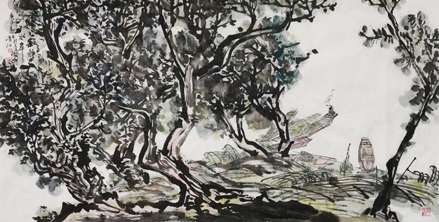 冯汉江作品《寂静水岸》尺寸：69cmx138㎝.jpg