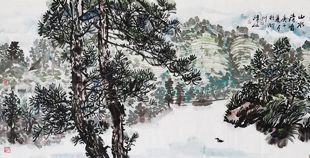 冯汉江作品《山水清音》尺寸：69cmx138㎝.jpg